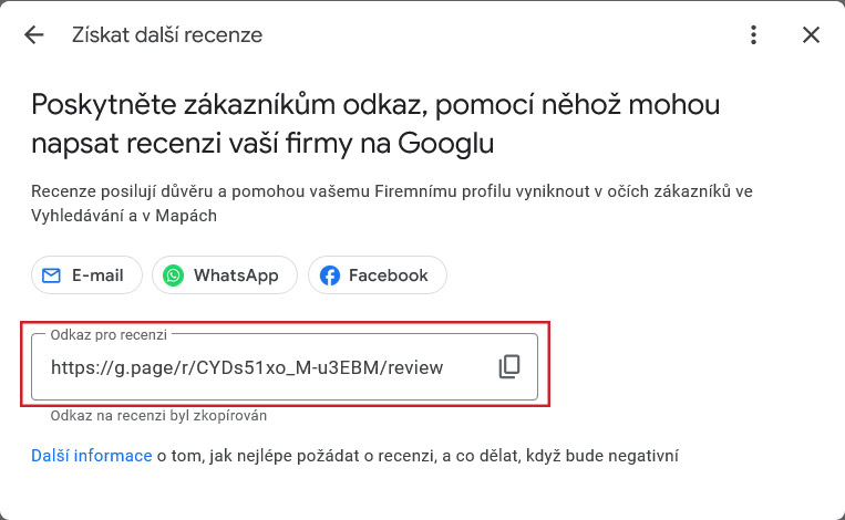 Moje firma -získat další recenze